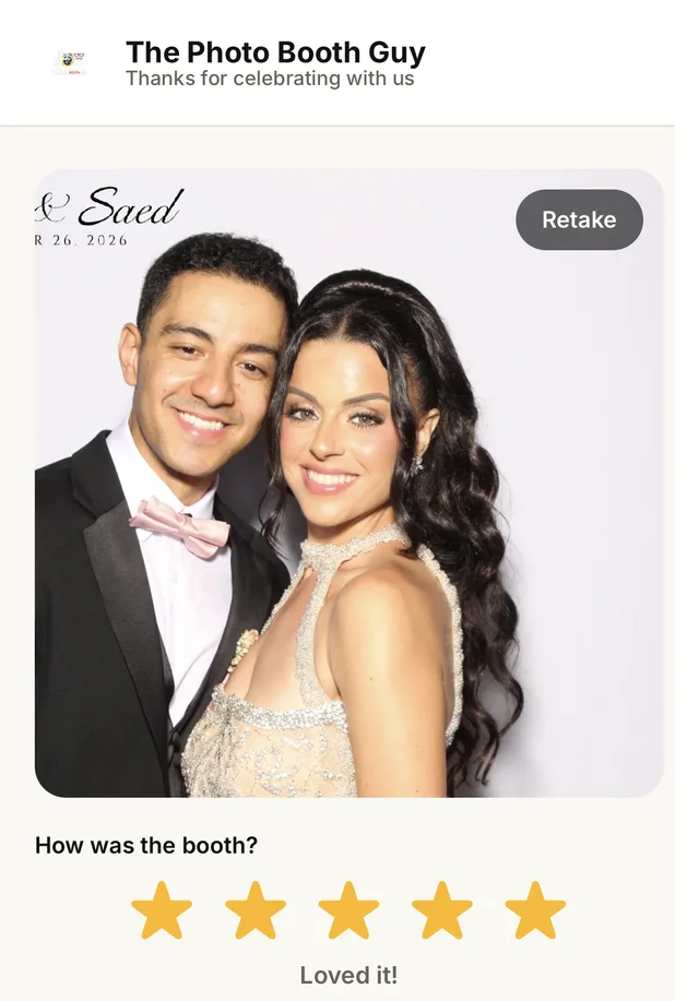 Guest view: the guest's photo from the night, with a star rating under it