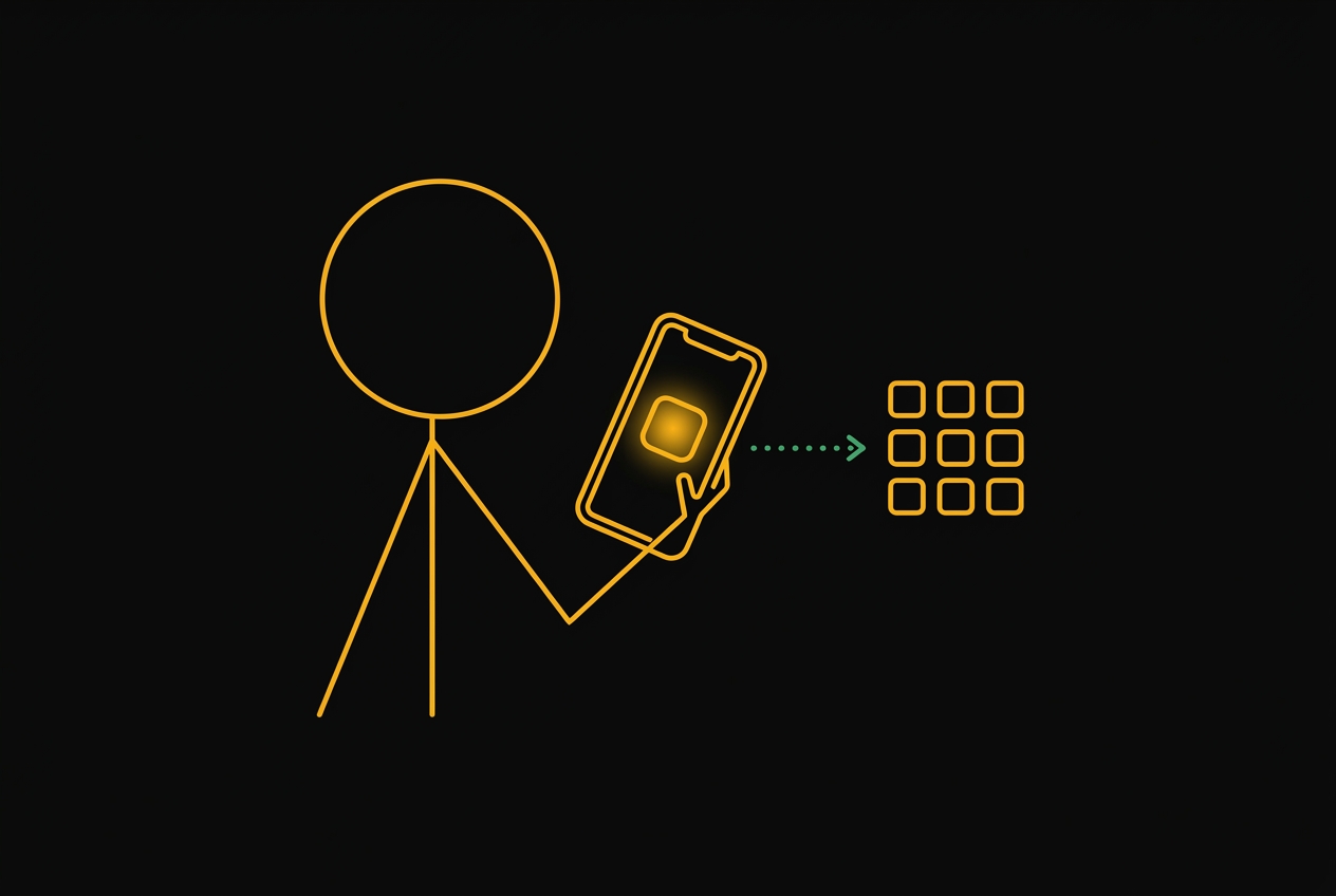Stick figure adding app to phone home screen