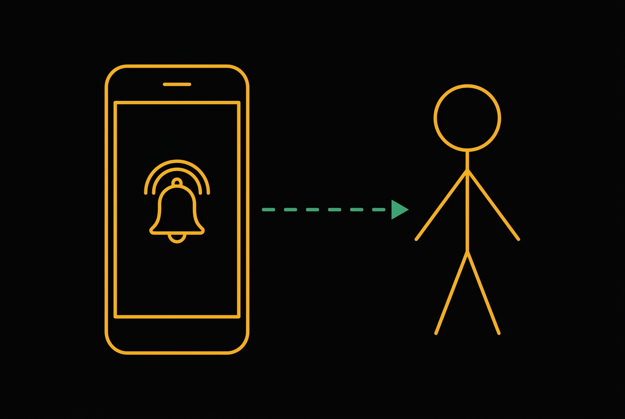 Phone sending notification alert to operator