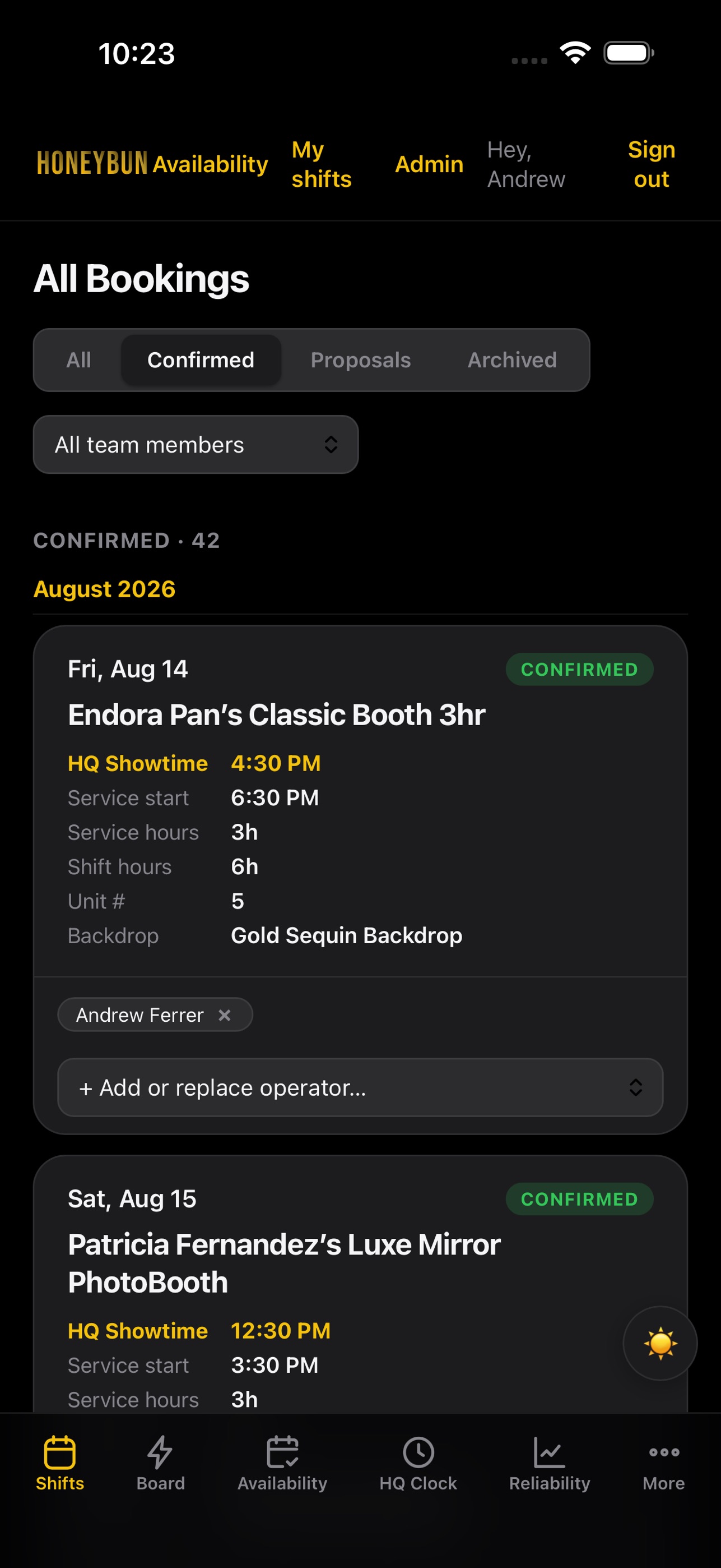 Shift Tracker bookings