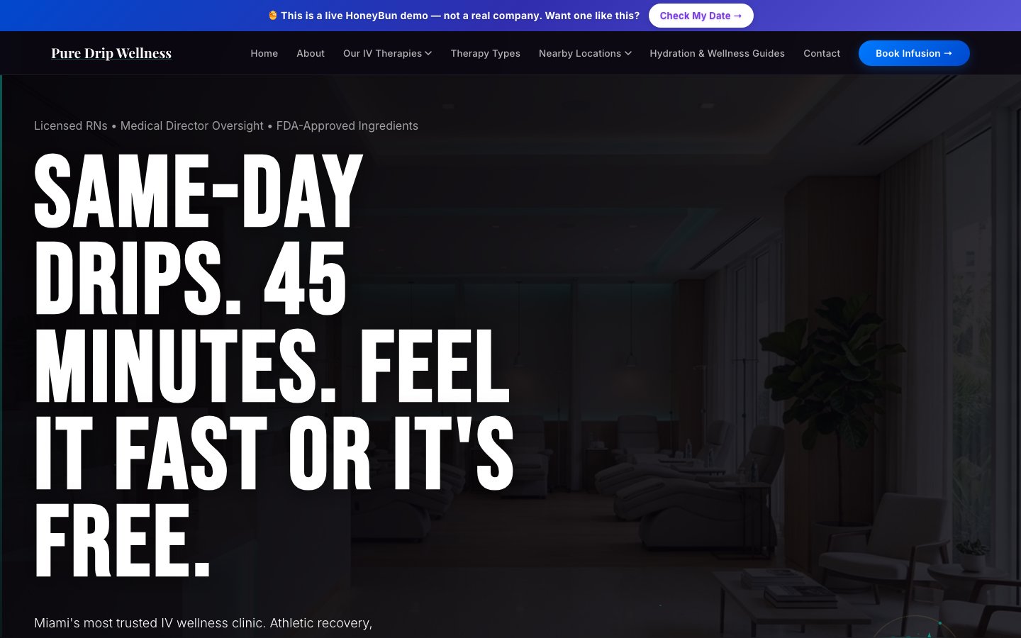 Editorial Light — bold typography on light background with dark hero overlay